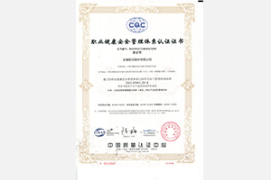 職業健康安全管理體系認證證書