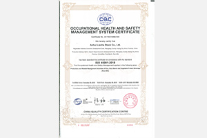 職業健康安全管理體系認證證書（英文版）
